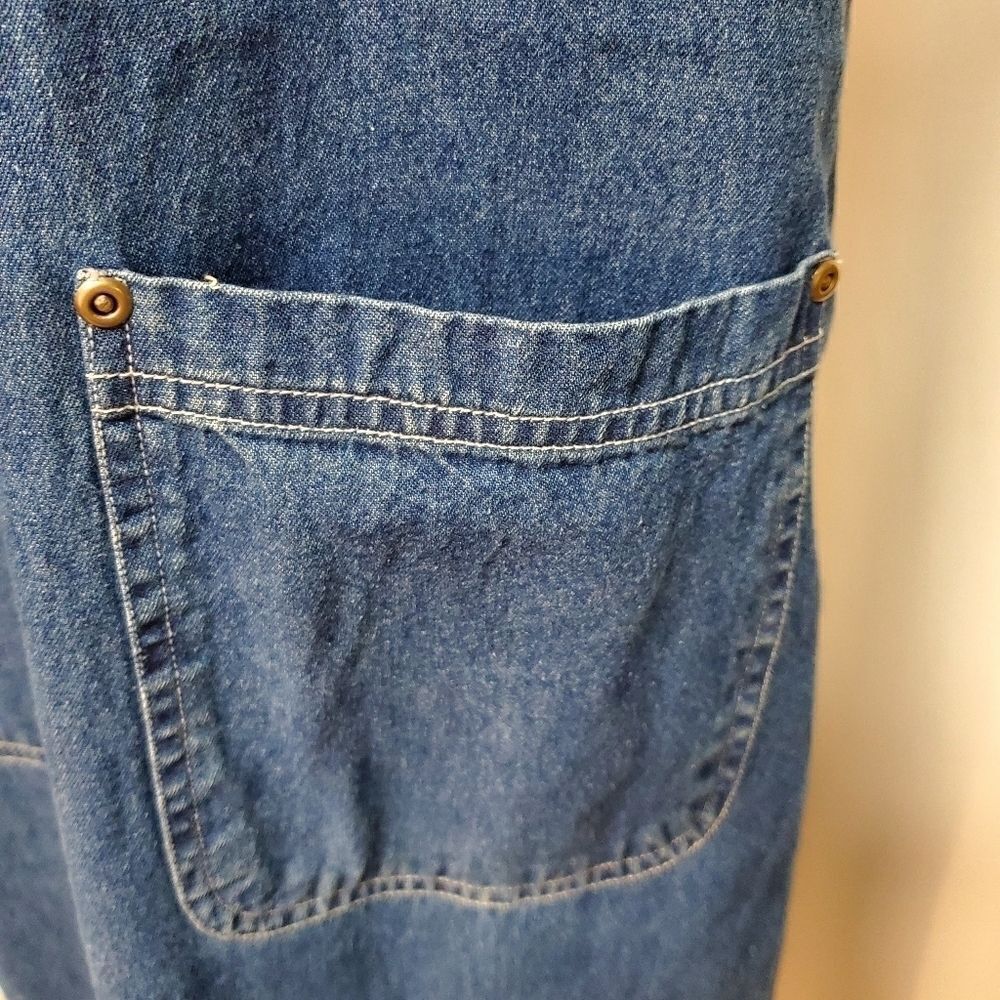 Vintage y2k‎ 90s Blue Jean Denim Overall Jumper Dress Premier International Sz M - Picture 2 of 10